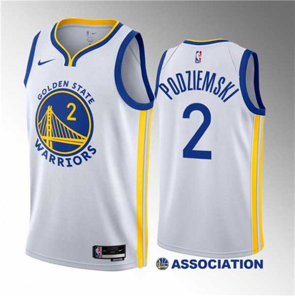 Mens Golden State Warriors #2 Brandin Podziemski White 2023 Draft Association Edition Swingman Stitched Basketball Jersey Dzhi